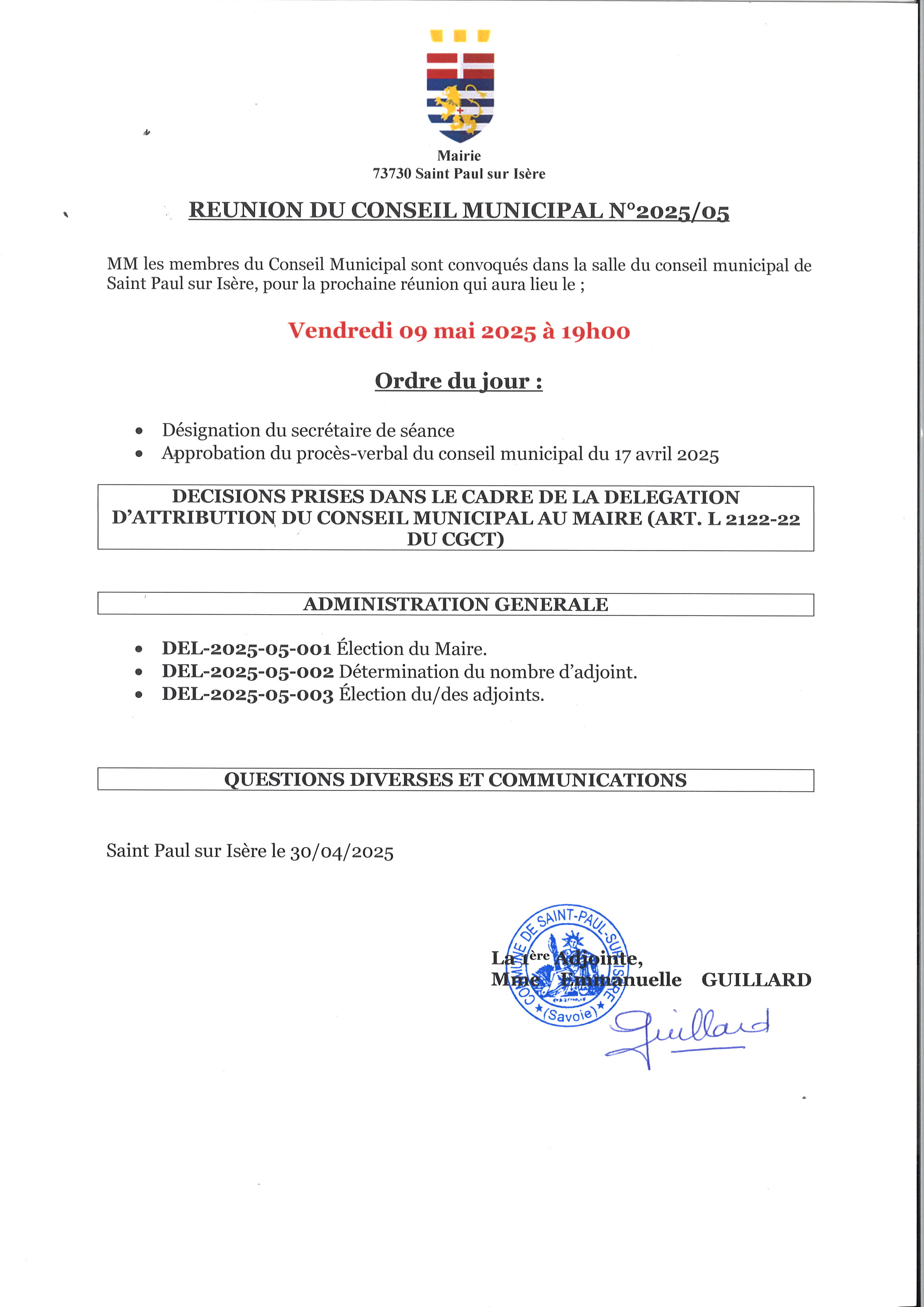ODJ CM DU 09 05 2025