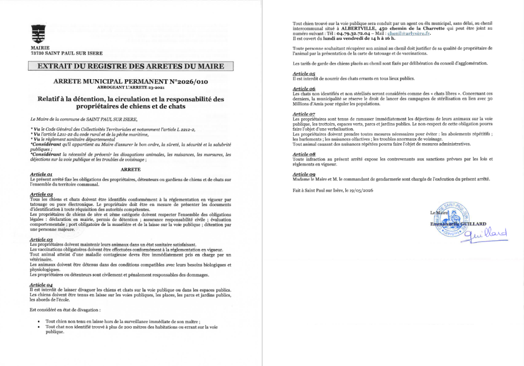 ARRPERM10.2026 CHATS ET CHIENS RESPONSABILITES